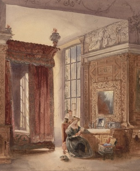 Вильям Лэйк Прайс. Хардвик Холл, спальня Дербишир Стейт. 1845 г.